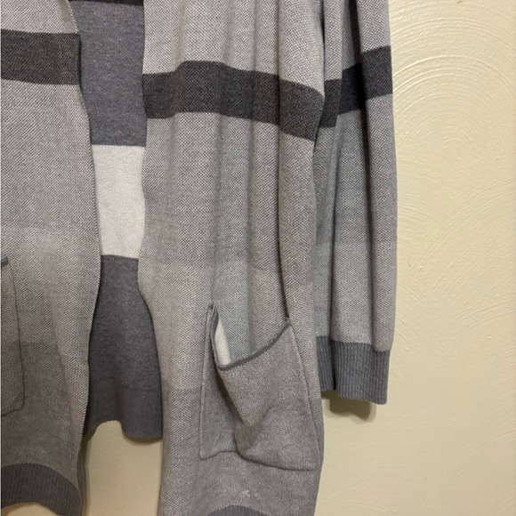 Lane Bryant Gray Stripe Open Front Cardigan Sweater 18/20 Plus Size Cozy Pockets - Picture 6 of 7
